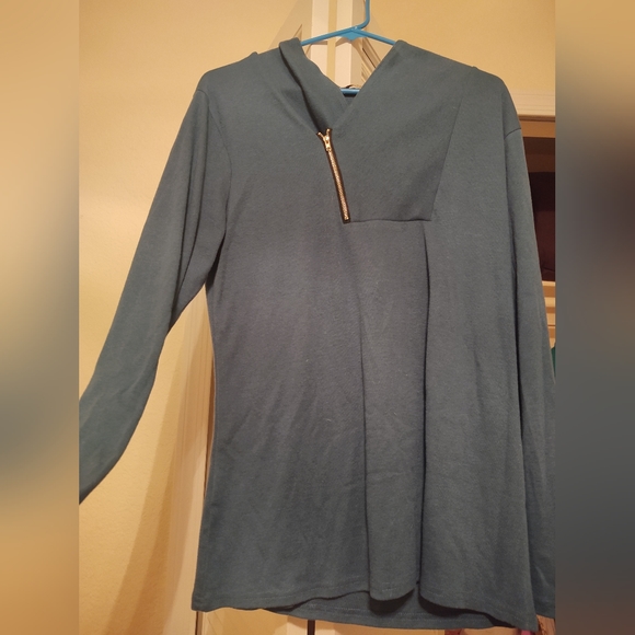 Cyanstyle long sleeve pullover zipper cowl neck sweatshirt - Picture 4 of 6